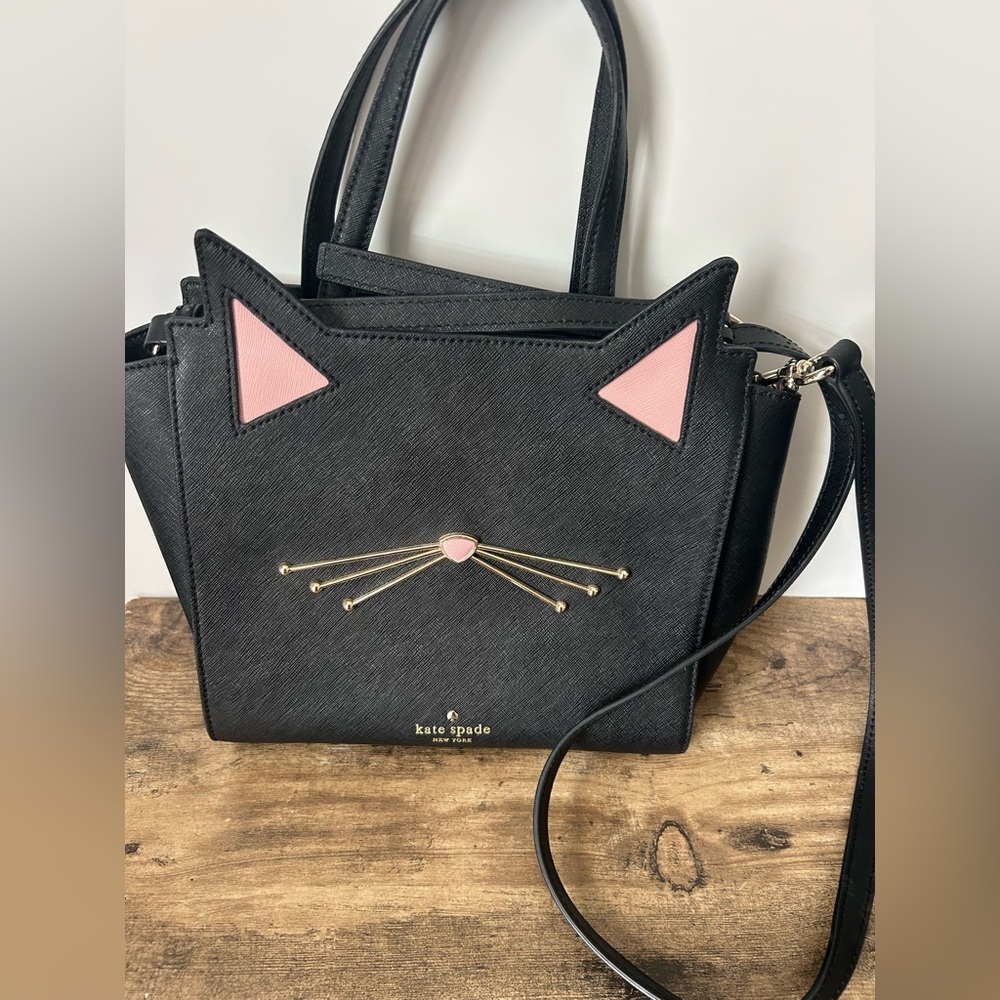 Kate Spade Black and Pink Cat Design Tote